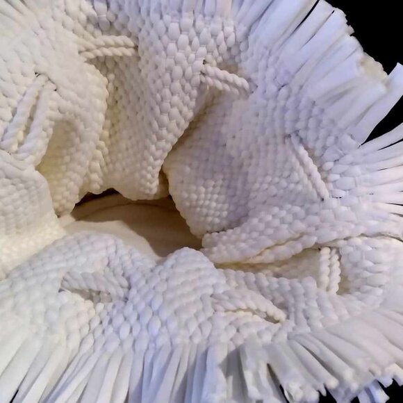 Vintage Retro Boho Off White Drawstring Purse Pouch - Picture 5 of 5